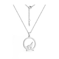Howling wolf necklace, Stainless steel pendant on chain, Silver, gold, rose gold or black color