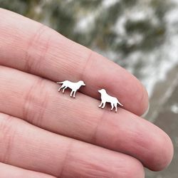 Dog studs, Stainless steel earrings, Animal lover jewelry gift
