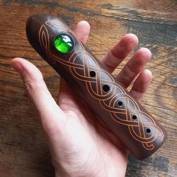 Ocarina "Magic forest flute" green inlay / pentatonic / NAF / ceramic flute
