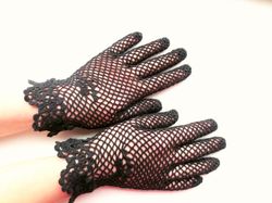 Gothic Wedding Lace Gloves Crochet Mother of Bride Victorian Summer Gloves Civil War Bridal Gloves Handmade Gift for Her