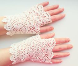 Bridal Fingerless Lace Mitts Crochet Victorian Wedding Lace Gloves Women Vintage Summer Lace Mitts Handmade Gift for Her