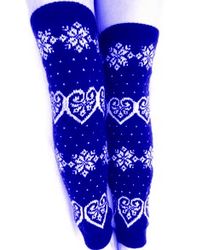 Long leg warmers women hand knitted merino wool Norwegian leg warmers with hearts and snowflakes Christmas gift for Her