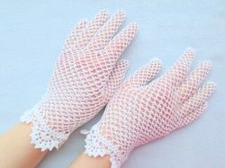 Wedding Lace Gloves Crochet Mother of Bride Victorian Lace Gloves Civil War Women Summer Gloves Handmade Gift for Her