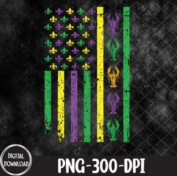 Mardi Gras US American flag with crawfish New Orleans PNG, Mardi Gras png, Sublimation Design