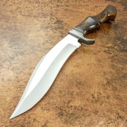 CUSTOM HAND MADE D2 TOOL STEEL HUNTING BOWIE KNIFE NATURAL WOOD HANDLE