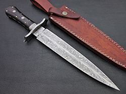 CUSTOM HAND MADE DAMASCUS STEEL BOWIE HUNTING KNIFE FULL TANG DAGGER MICARTA HANDLE
