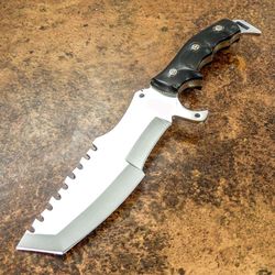 CUSTOM HAND MADE D2 TOOL STEEL FULL TANG TRACKER KNIFE BULL HORN HANDLE