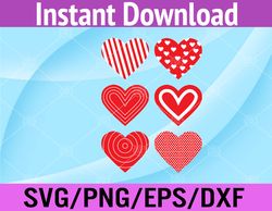 Hearts Pattern Valentines Day Cute Love Svg, Eps, Png, Dxf, Digital Download