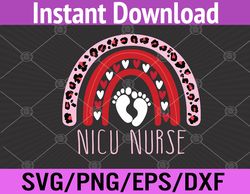 Cute Leopard Nicu Nurse Valentines Day  Svg, Eps, Png, Dxf, Digital Download