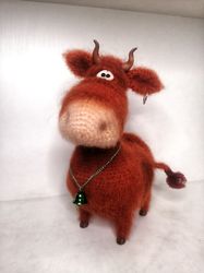 Crochet bull funny interior toy