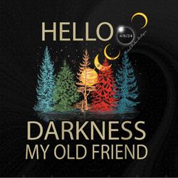 Hello Darkness My Old Friend Solar Eclipse April 08, 2024 V-Neck Png, Sublimation Designs, Digital Download