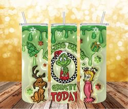 3D Inflated The Grinch Tumbler PNG, Grinch Png, Christmas Coffee Png, Grinch Skinny Tumbler 20oz Design Digital Download