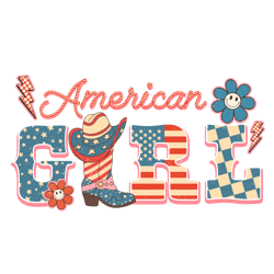 American Girl Cowboy Png, 4th Of July Png, America Png, Independence Day Png, Patriotic Png, USA Flag Digital Download