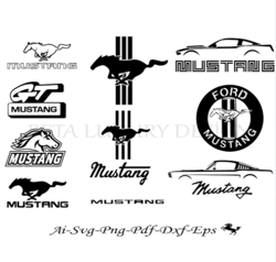 Mustang Svg Bundle, Mustang Car Logo Svg, Ford Mustang Svg, Mustang Silhouette, Car Logo Svg, Digital Download