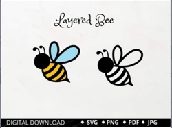 Bee SVG PNG, Bumble Bee, Honey Bee Svg, Layered Cut File, Bee Clip Art, Silhouette Cricut Instant Download
