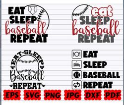 Eat Sleep Baseball Repeat SVG | Eat Sleep Baseball SVG | Eat Baseball Repeat SVG | Eat Sleep Repeat Svg | Baseball Cut F