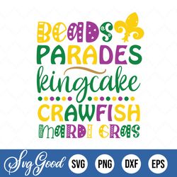 Mardi Gras Svg Cut File Cricut Cameo Beads Parades Crawfish Kingcake Svg Dxf Png Eps Funny Saying Svg Louisiana Svg