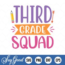 Third Grade Squad, 3rd Grade, Teacher Svg, Grunge Distressed, Png, Dxf, Svg Files For Cricut, , Sublimination, Vinyl Cut