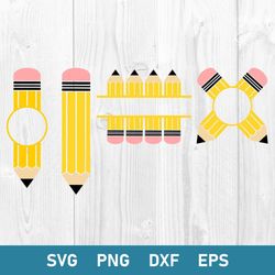 Pencil Bundle Svg, Pencil Svg, Pencil Monogram Svg, Png Dxf Eps Digital File