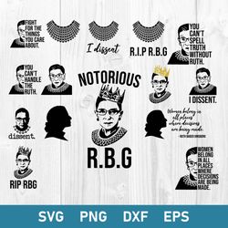 Ruth Bader Ginsburg Bundle Svg, Notorious RBG Svg, Rip RBG Svg, Png Dxf Eps File
