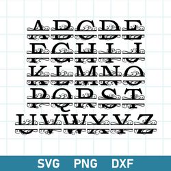Slit Monogram Letters Svg, Split Monogram Alphabet Svg, Png Dxf File