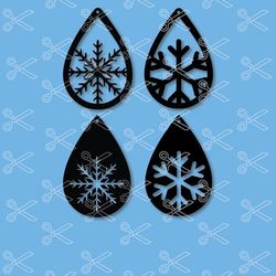 Snow Flakes Tear Drop Earrings Svg, Drop Earrings Svg, Drop Earrings Clipart, Drop Earrings Instant Download