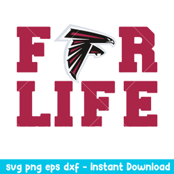 Atlanta Falcons For Life Svg, Atlanta Falcons Svg, NFL Svg, Png Dxf Eps Digital File