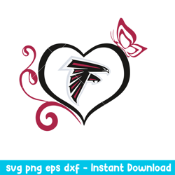 Atlanta Falcons Heart Svg, Atlanta Falcons Svg, NFL Svg, Png Dxf Eps Digital File