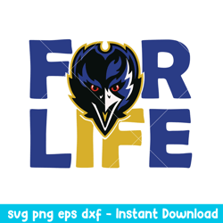 Baltimore Ravens For Life Svg, Baltimore Ravens Svg, NFL Svg, Png Dxf Eps Digital File
