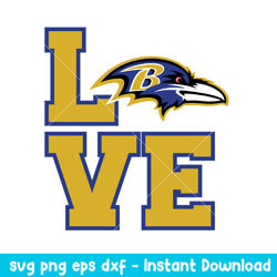Baltimore Ravens Love Svg, Baltimore Ravens Svg, NFL Svg, Png Dxf Eps Digital File