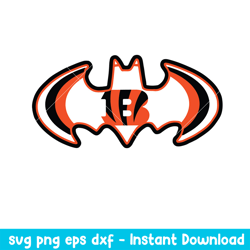 Batman Cincinnati Bengals Logo Svg, Cincinnati Bengals Svg, NFL Svg, Png Dxf Eps Digital File