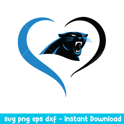 Carolina Panthers Football Heart Svg, Carolina Panthers Svg, NFL Svg, Png Dxf Eps Digital File