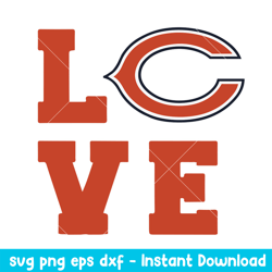 Chicago Bears Love Svg, Chicago Bears Svg, NFL Svg, Png Dxf Eps Digital File