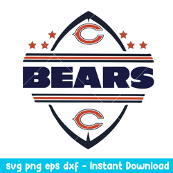 Chicago bears Monogram Svg, Chicago Bears Svg, NFL Svg, Png Dxf Eps Digital File