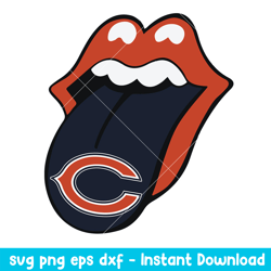 Chicago Bears Rolling Tones Svg, Chicago Bears Svg, NFL Svg, Png Dxf Eps Digital File