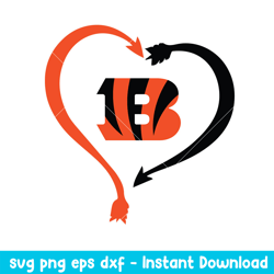 Cincinnati Bengals Heart Logo Svg, Cincinnati Bengals Svg, NFL Svg, Png Dxf Eps Digital File