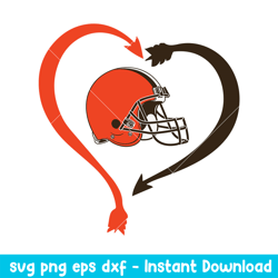 Cleveland Browns Heart Svg, Cleveland Browns Svg, NFL Svg, Png Dxf Eps Digital File