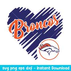 Denver Broncos Heart Logo Svg, Denver Broncos Svg, NFL Svg, Png Dxf Eps Digital File