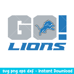 Go Detroit Lions Svg, Detroit Lions Svg, NFL Svg, Png Dxf Eps Digital File