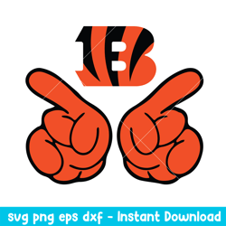 Hand Two Cincinnati Bengals Svg, Cincinnati Bengals Svg, NFL Svg, Png Dxf Eps Digital File