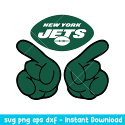 Hand Two New York Jets Svg, New York Jets Svg, NFL Svg, Png Dxf Eps Digital File