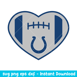 Heart Indianapolis Colts Team Svg, Indianapolis Colts Svg, NFL Svg, Png Dxf Eps Digital File