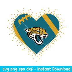 Heart Jacksonville Jaguars Team Logo Svg, Jacksonville Jaguars Svg, NFL Svg, Png Dxf Eps Digital File