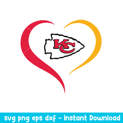 Kansas City Chiefs Heart Logo Svg, Kansas City Chiefs Svg, NFL Svg, Png Dxf Eps Digital File