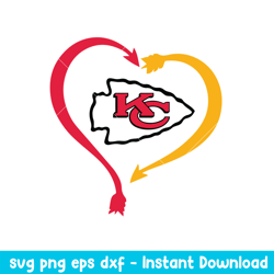 Kansas City Chiefs Team Heart Logo Svg, Kansas City Chiefs Svg, NFL Svg, Png Dxr Eps Digital File