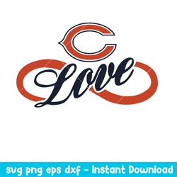 Love Chicago Bears Svg, Chicago Bears Svg, NFL Svg, Png Dxf Eps Digital File