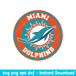 Miami Dolphins Cirlce Logo Svg, Miami Dolphins Svg, NFL Svg, Png Dxf Eps Digital File