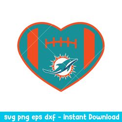 Miami Dolphins Team Heart Logo Svg, Miami Dolphins Svg, NFL Svg, Png Dxf Eps Digital File