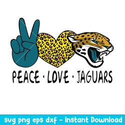 Peace Love Jacksonville Jaguars Svg, Jacksonville Jaguars Svg, NFL Svg, Png Dxf Eps Digital Filejpeg