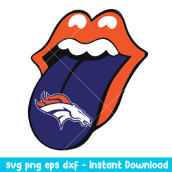 Rolling Tones Denver Broncos Svg, Denver Broncos Svg, NFL Svg, Png Dxf Eps Digital File